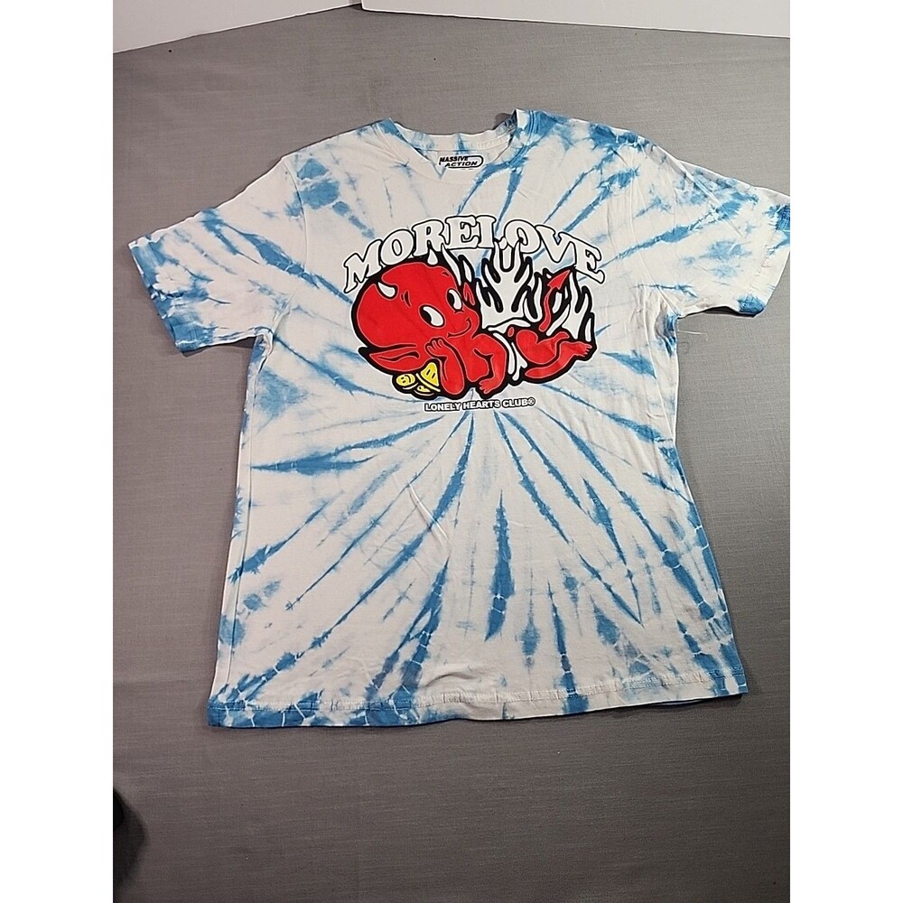 Lonely Hearts Club “More Love” Tee – Size M –tiedye blue & white – Brand New
